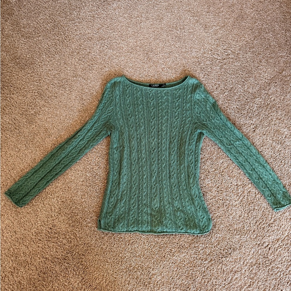 Ralph Lauren Teal Cable Knit Sweater